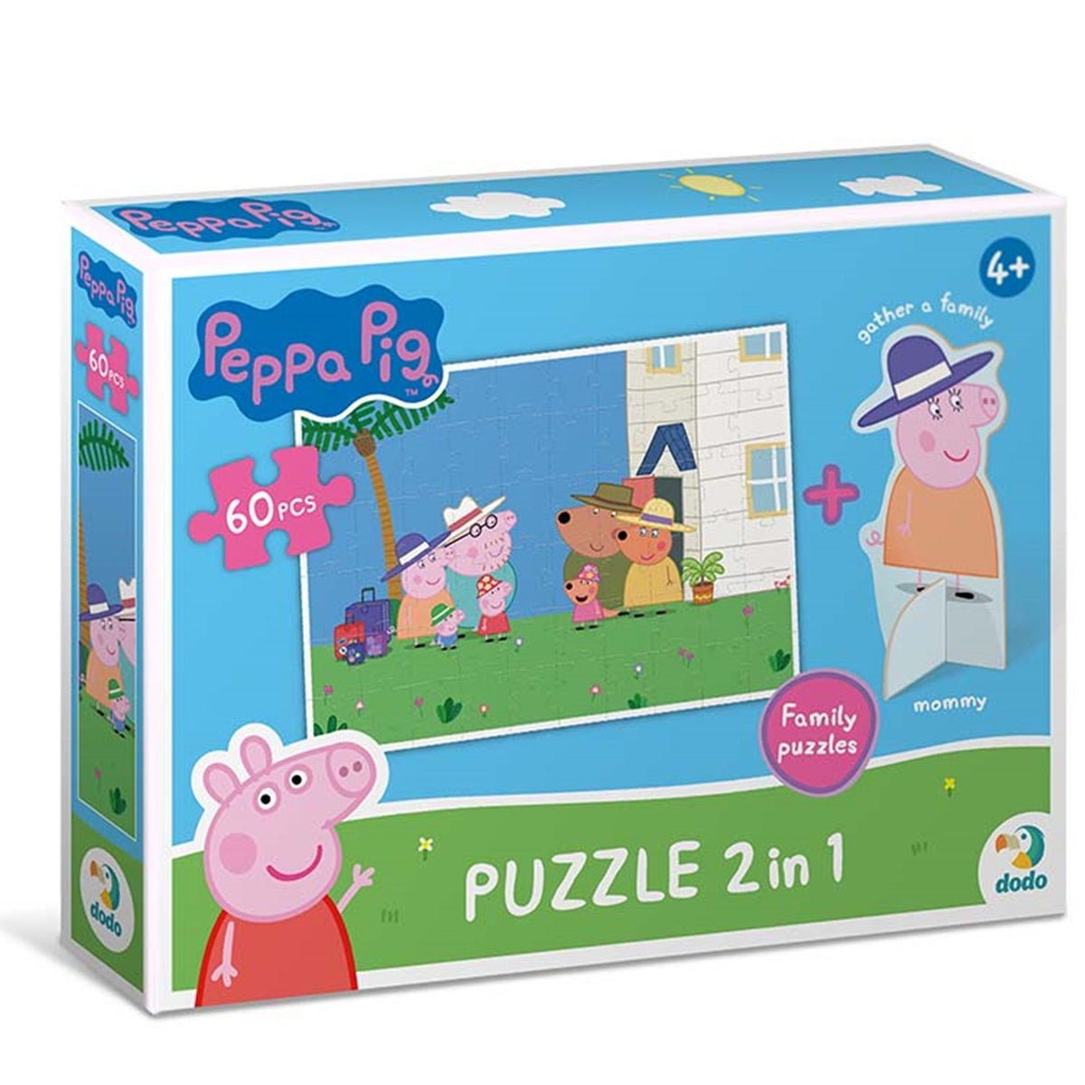 DODO Puzzle mit Spielfigur Peppa Pig Urlaub 60 Teile 4J+