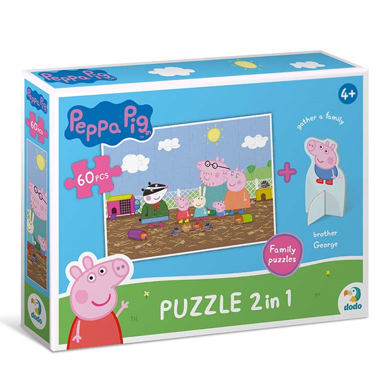 DODO Puzzle mit Spielfigur Peppa Pig Dachs 60 Teile 4J+