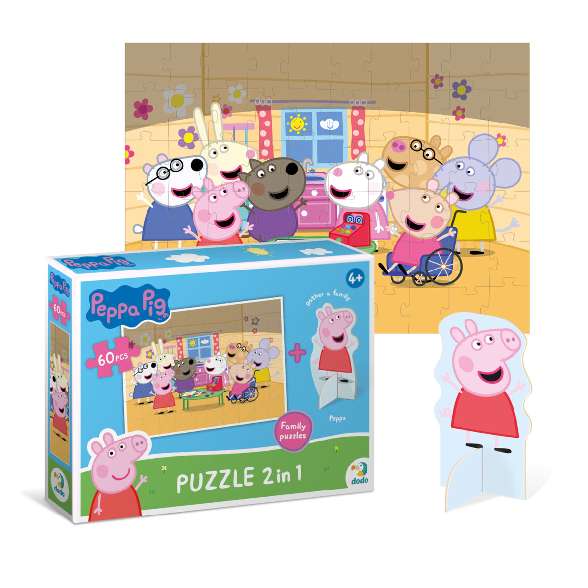DODO Puzzle mit Spielfigur Peppa Pig Basteltag 60 Teile 4J+