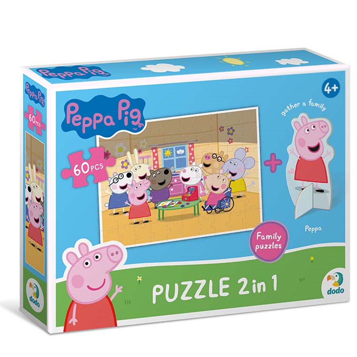 DODO Puzzle mit Spielfigur Peppa Pig Basteltag 60 Teile 4J+
