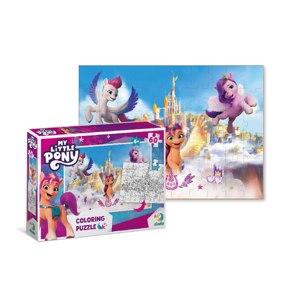 DODO Puzzle zum Ausmalen 2in1 My Little Pony Palast 60 Teile 4J+