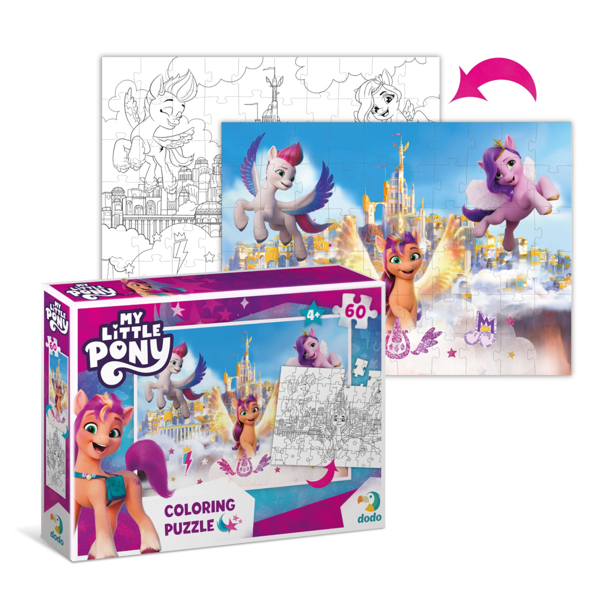 DODO Puzzle zum Ausmalen 2in1 My Little Pony Palast 60 Teile 4J+