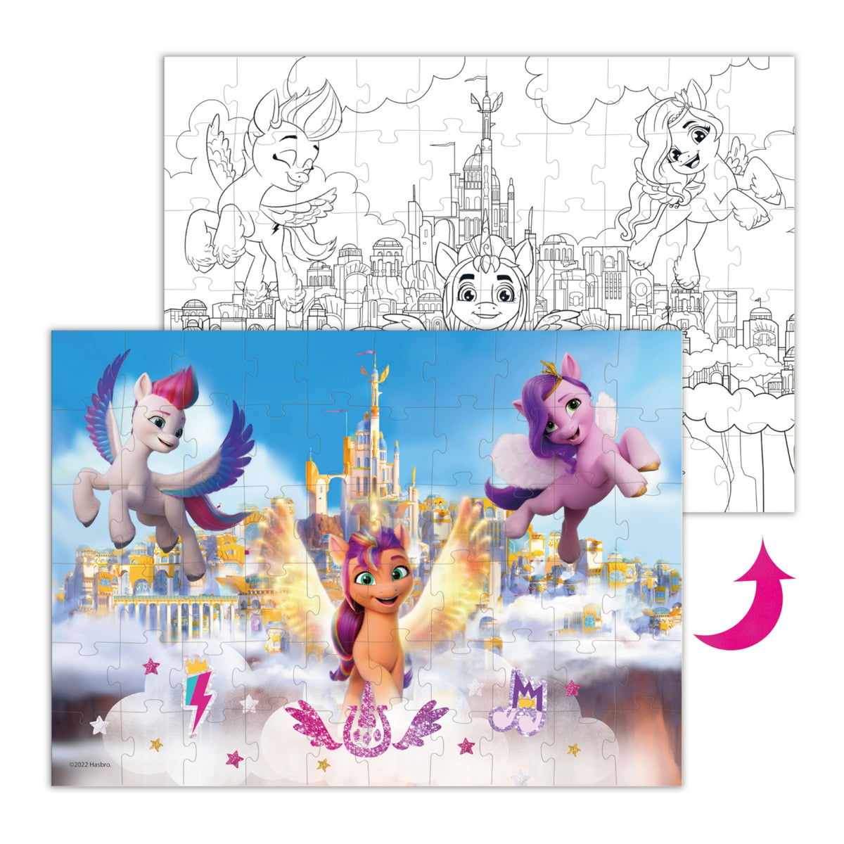 DODO Puzzle zum Ausmalen 2in1 My Little Pony Palast 60 Teile 4J+