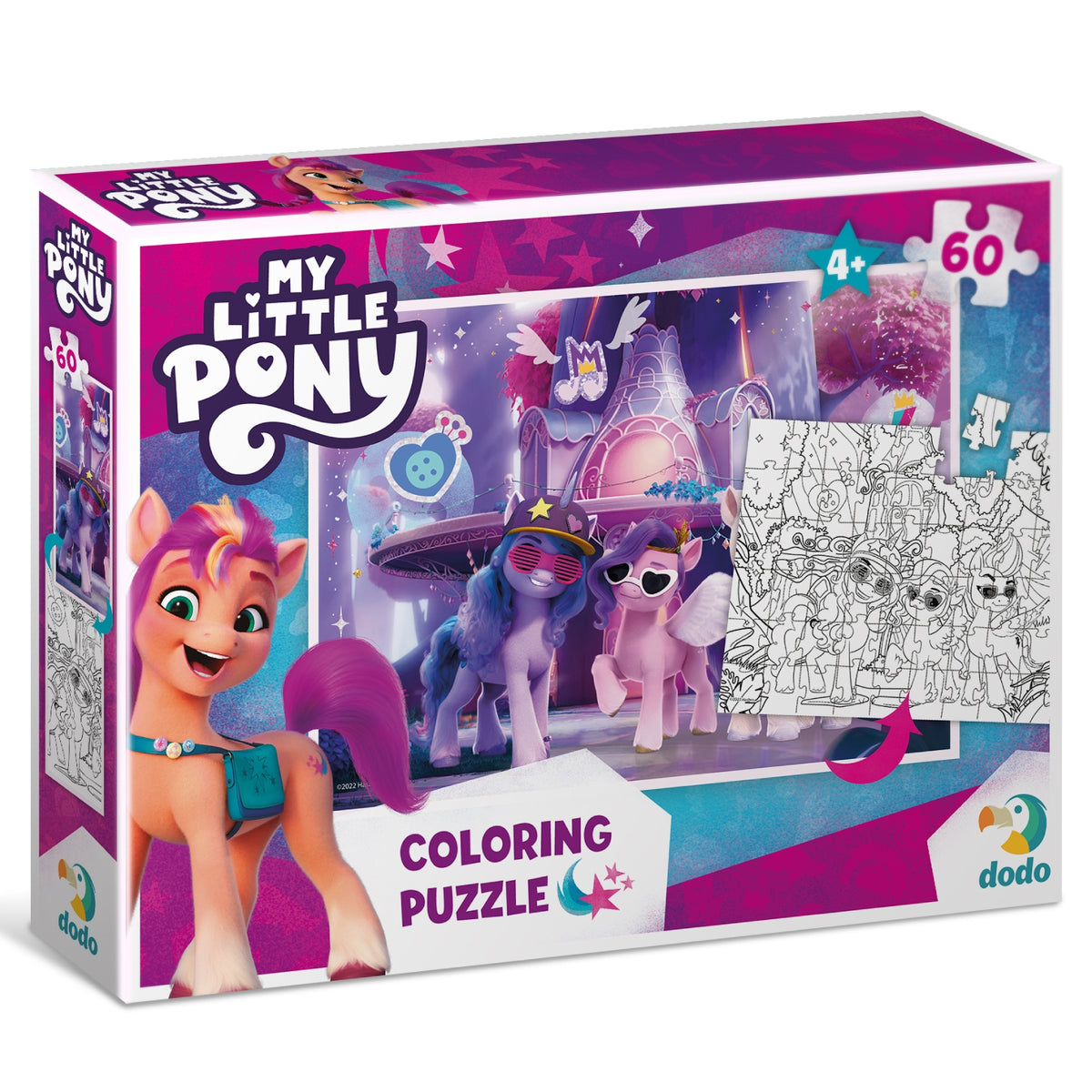 DODO Puzzle zum Ausmalen 2in1 My Little Pony Ponyparty 60 Teile 4J+
