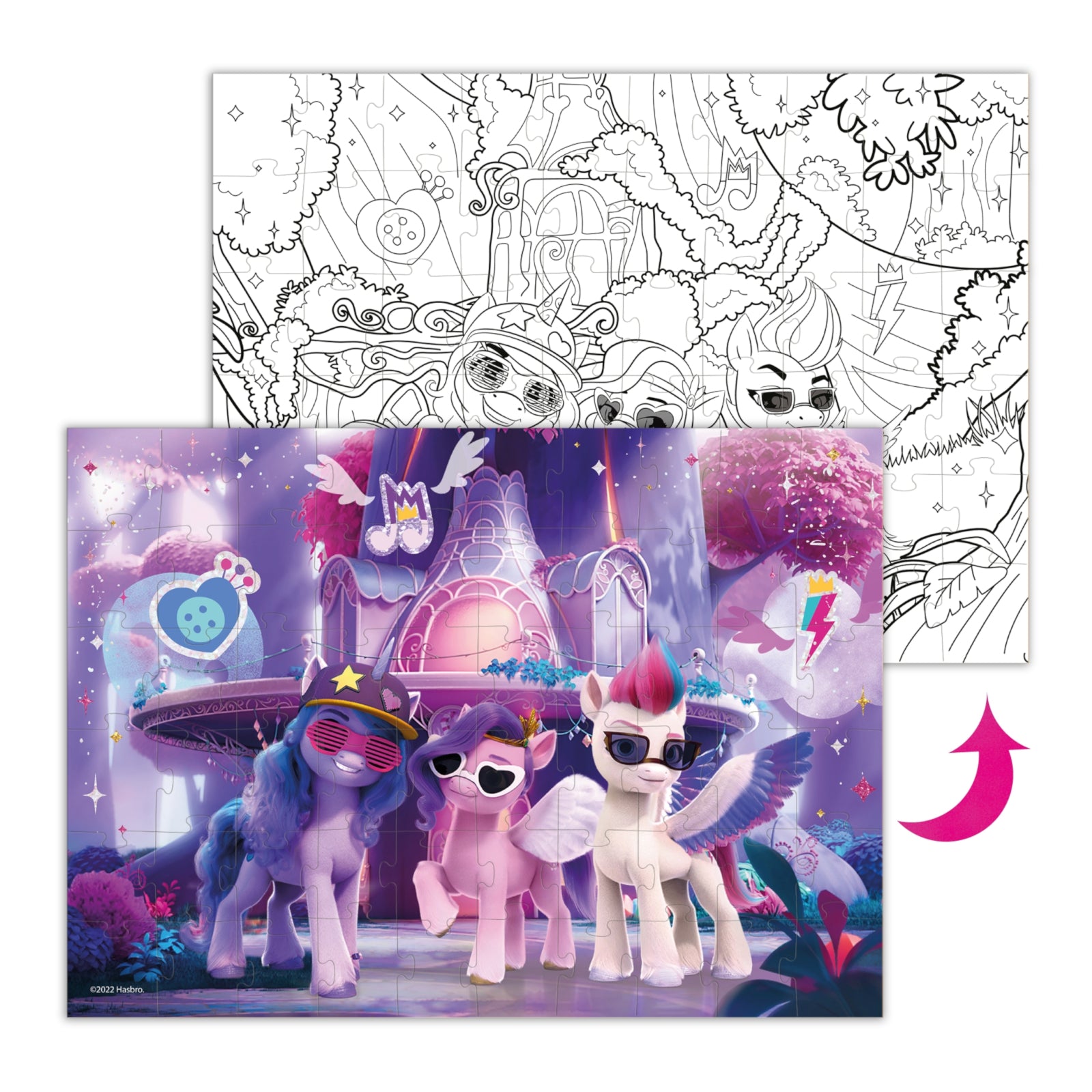 DODO Puzzle zum Ausmalen 2in1 My Little Pony Ponyparty 60 Teile 4J+