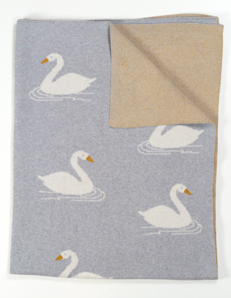 Kuli Muli Babydecke Baumwolle Schwan grau *Sale*