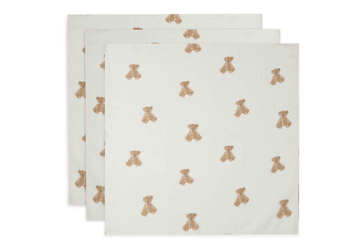 Jollein Spucktuch Hydrophill 70x70cm Teddy Bear 3er Pack