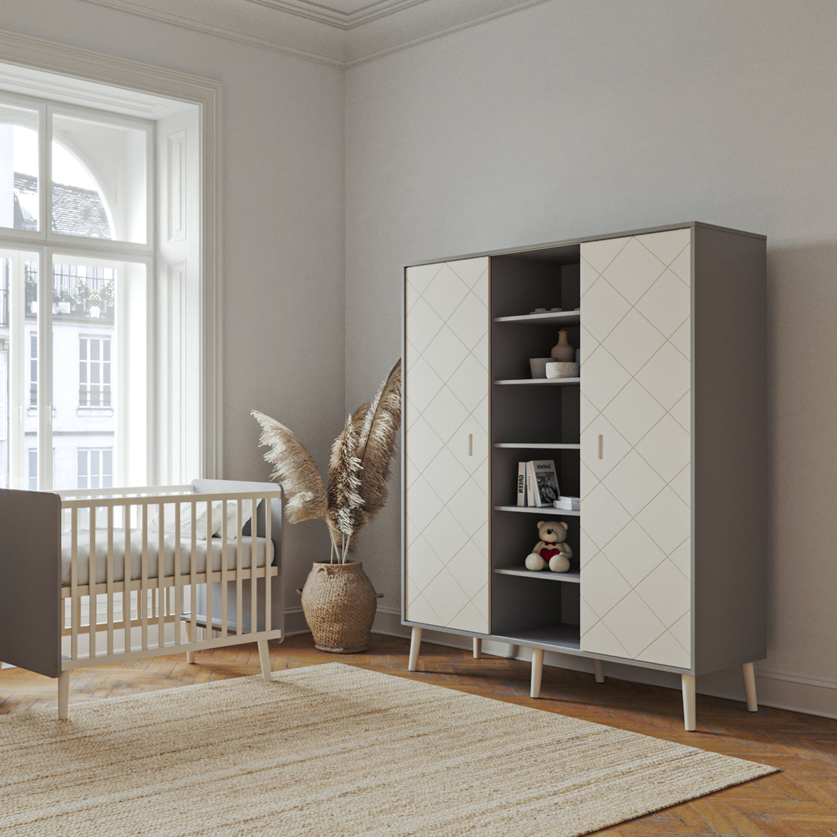 BISAL Peak Schrank XL grau-weiss