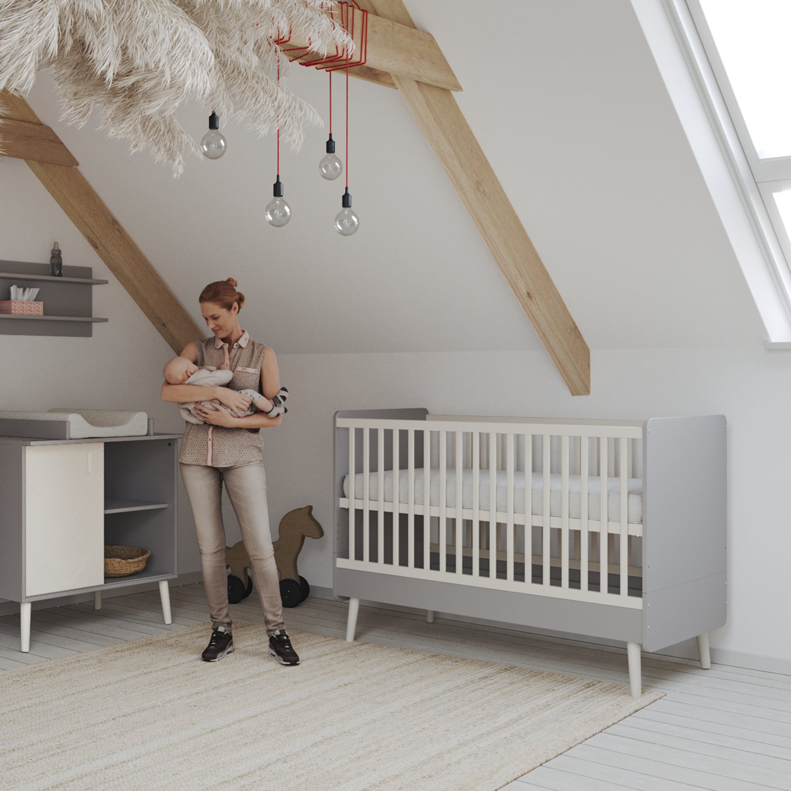 BISAL Peak Kinderbett grau-weiss 70 x 140 cm