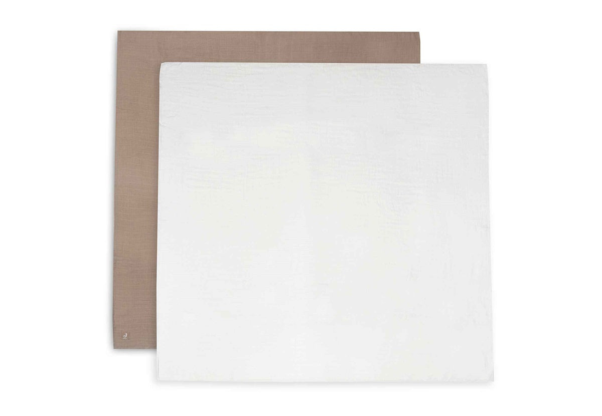 Jollein Mullwindeln Bambus Baumwolle 115x115cm Biscuit/Ivory 2er Pack