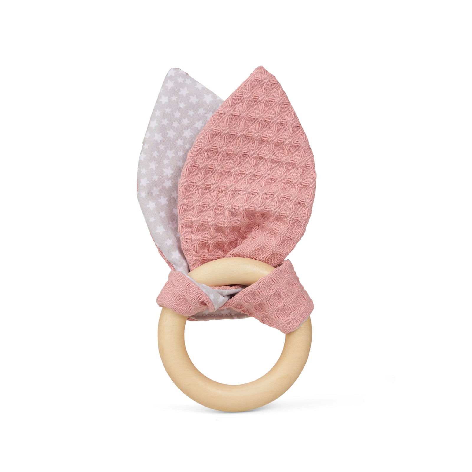 GRÜNSPECHT Greifring mit Stoffohren rosa