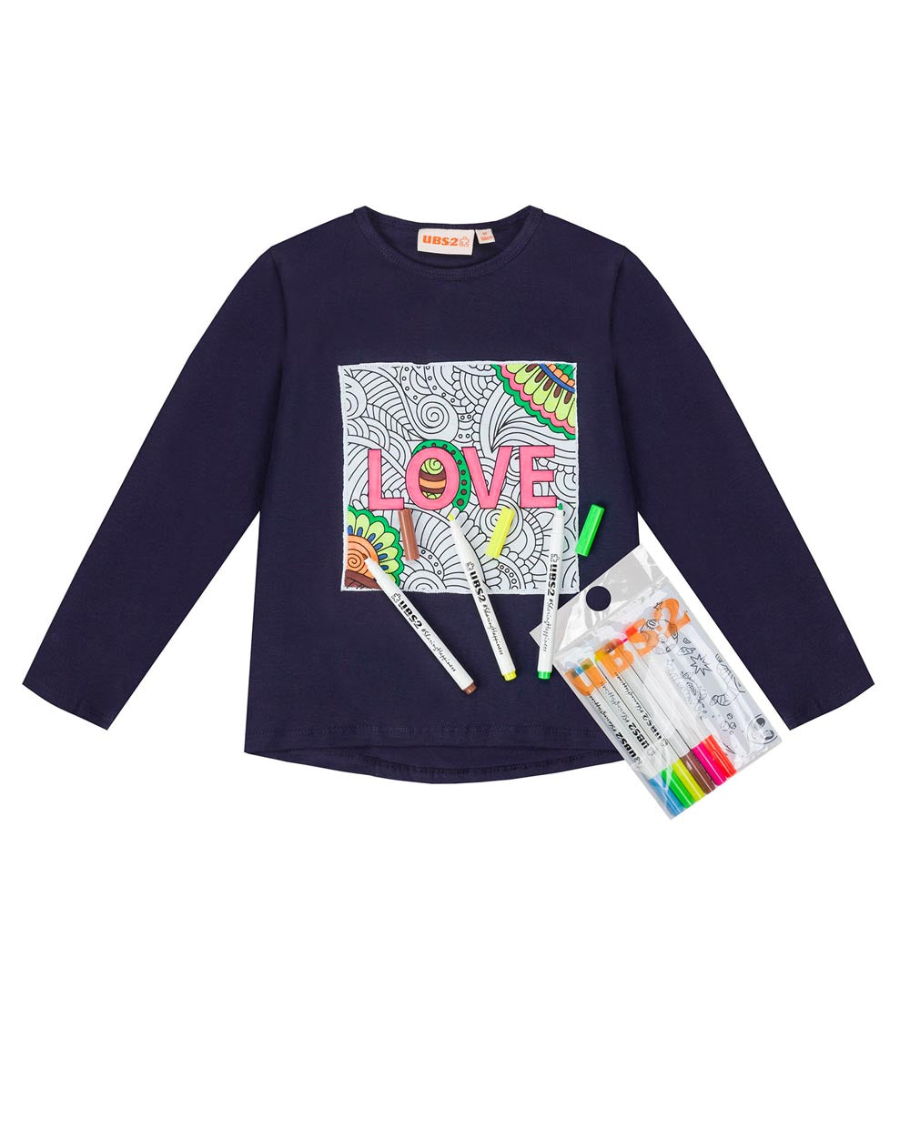 UBS2 Langarmshirt zum Ausmalen navy blue