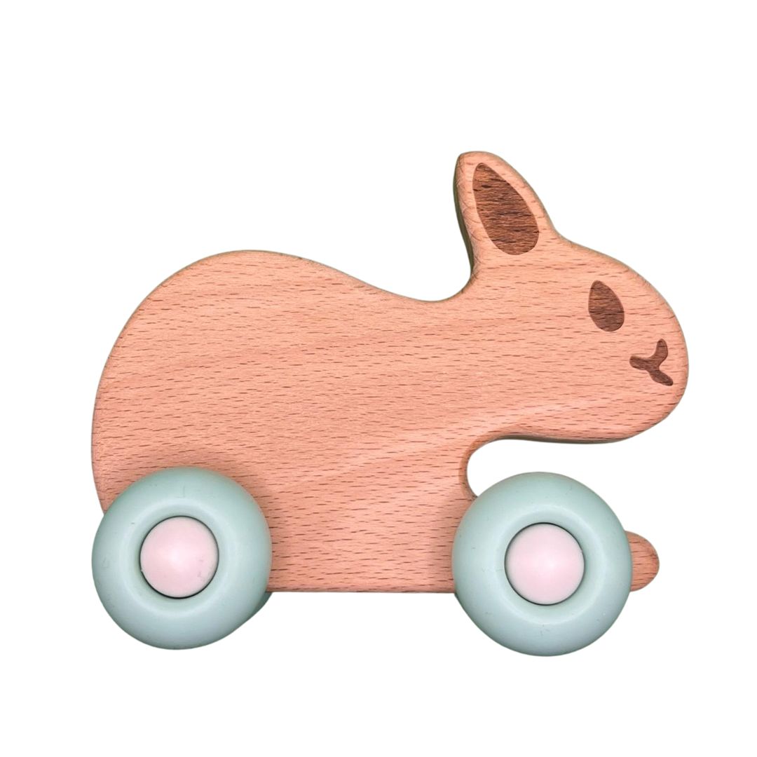 Bieco Silikon Holztiere mit Räder