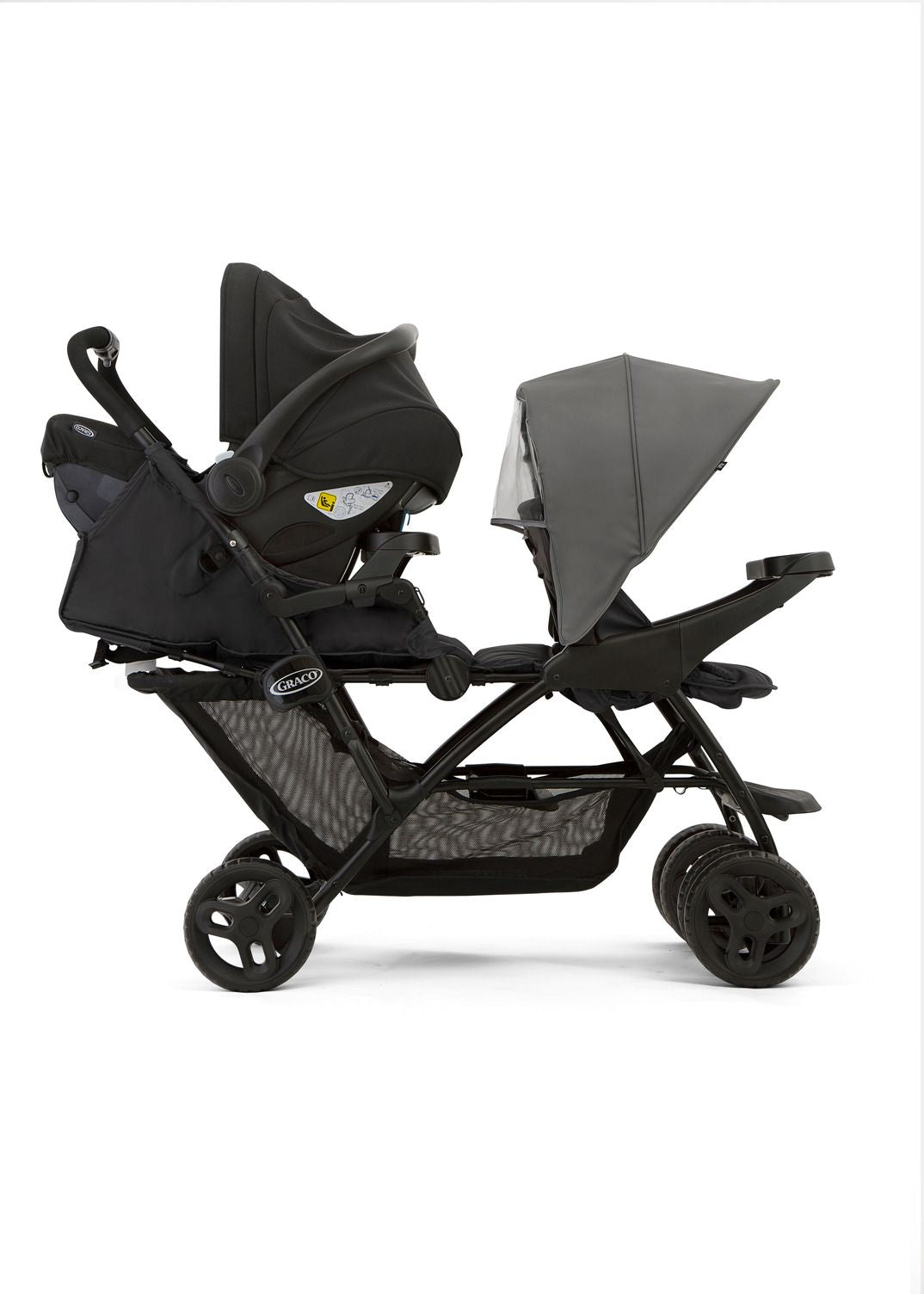 Graco Stadium Duo Geschwisterbuggy mit Snugride iSize Babyschale - Titanium