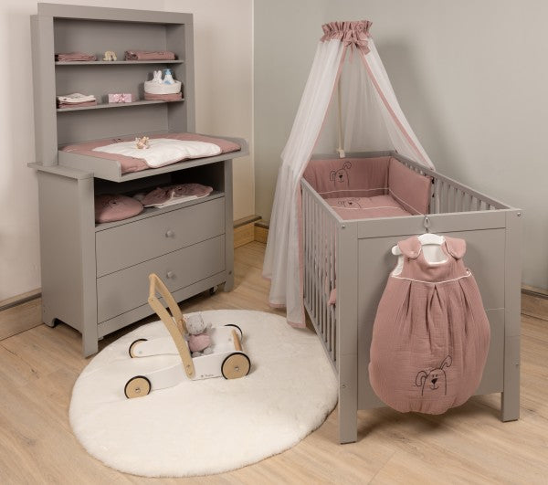 Bebe's Collection Musselin Bett Set 3-teilig Hund altrosa