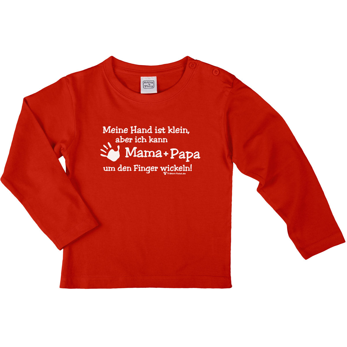 Langarm Shirt mit Spruch kleine Hand Mama + Papa
