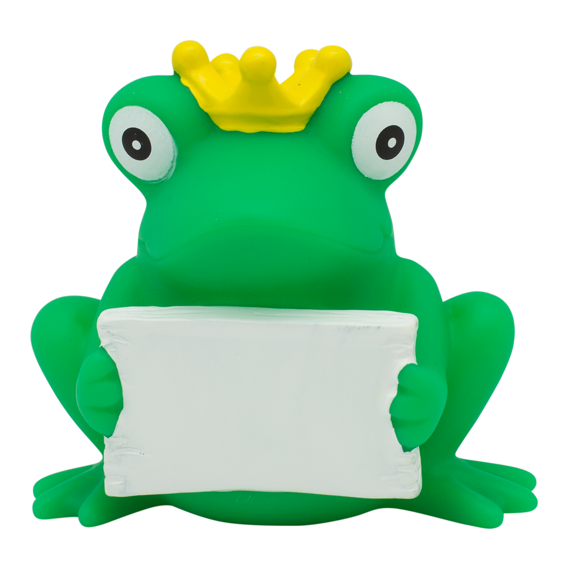 Lilalu Frosch mit Gruss-Schild
