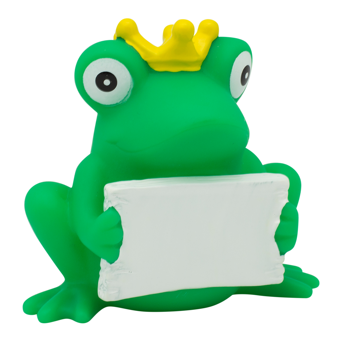 Lilalu Frosch mit Gruss-Schild