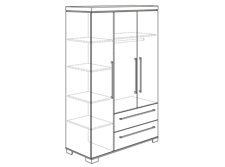 PAIDI KIRA Kleiderschrank 3-türig / 2 Schubkästen