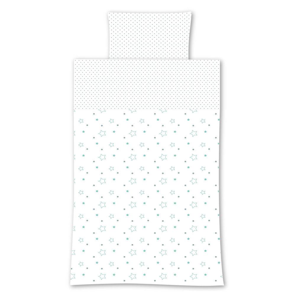 Kuli Muli Bettwäsche Set Lyocell Satin Sterne türkis