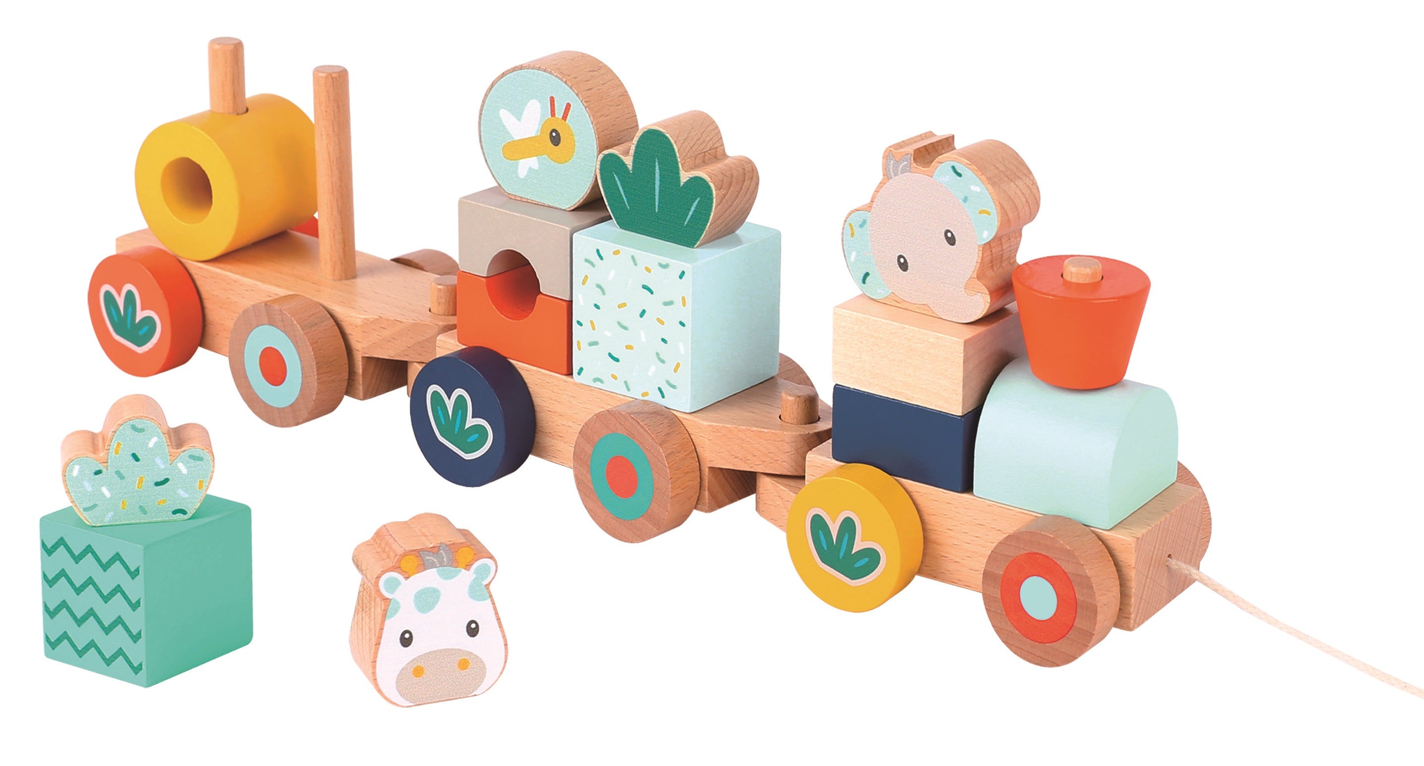 Spielba Nachzieh-Zug Giraffe & Elefant