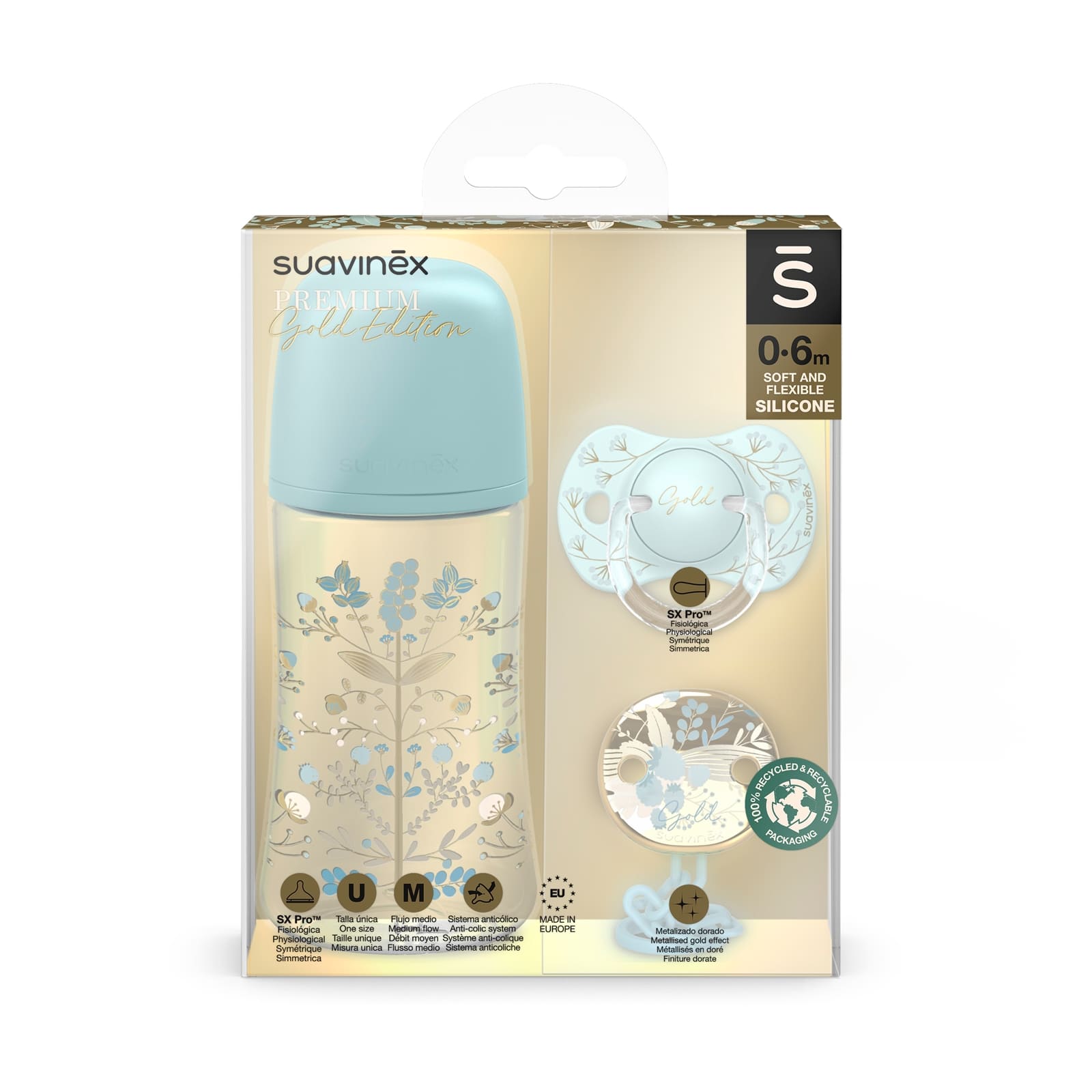 SUAVINEX Geschenkset Gold blau 270ml