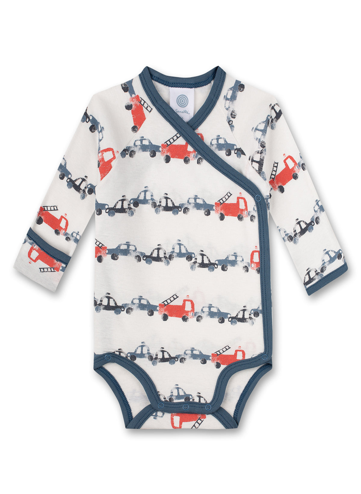 Sanetta Wickelbody langarm Off-White Fire Truck