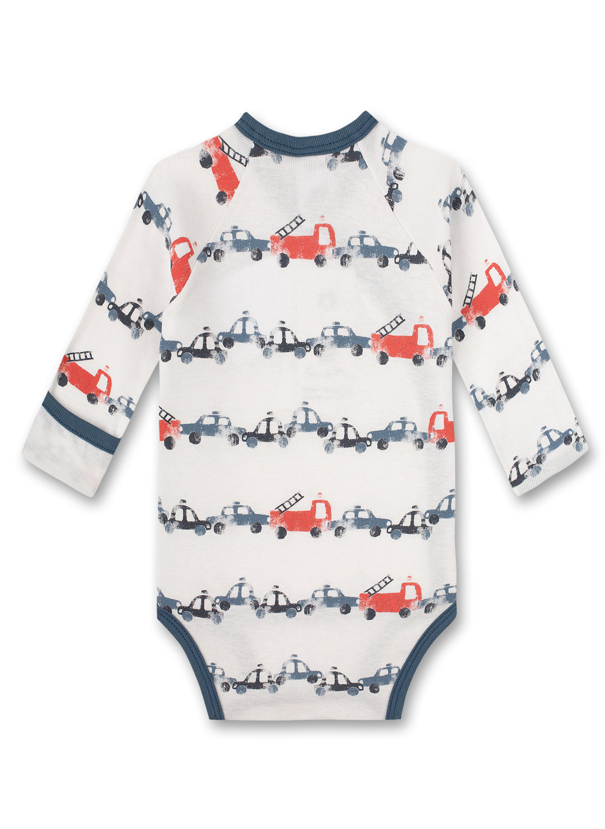 Sanetta Wickelbody langarm Off-White Fire Truck