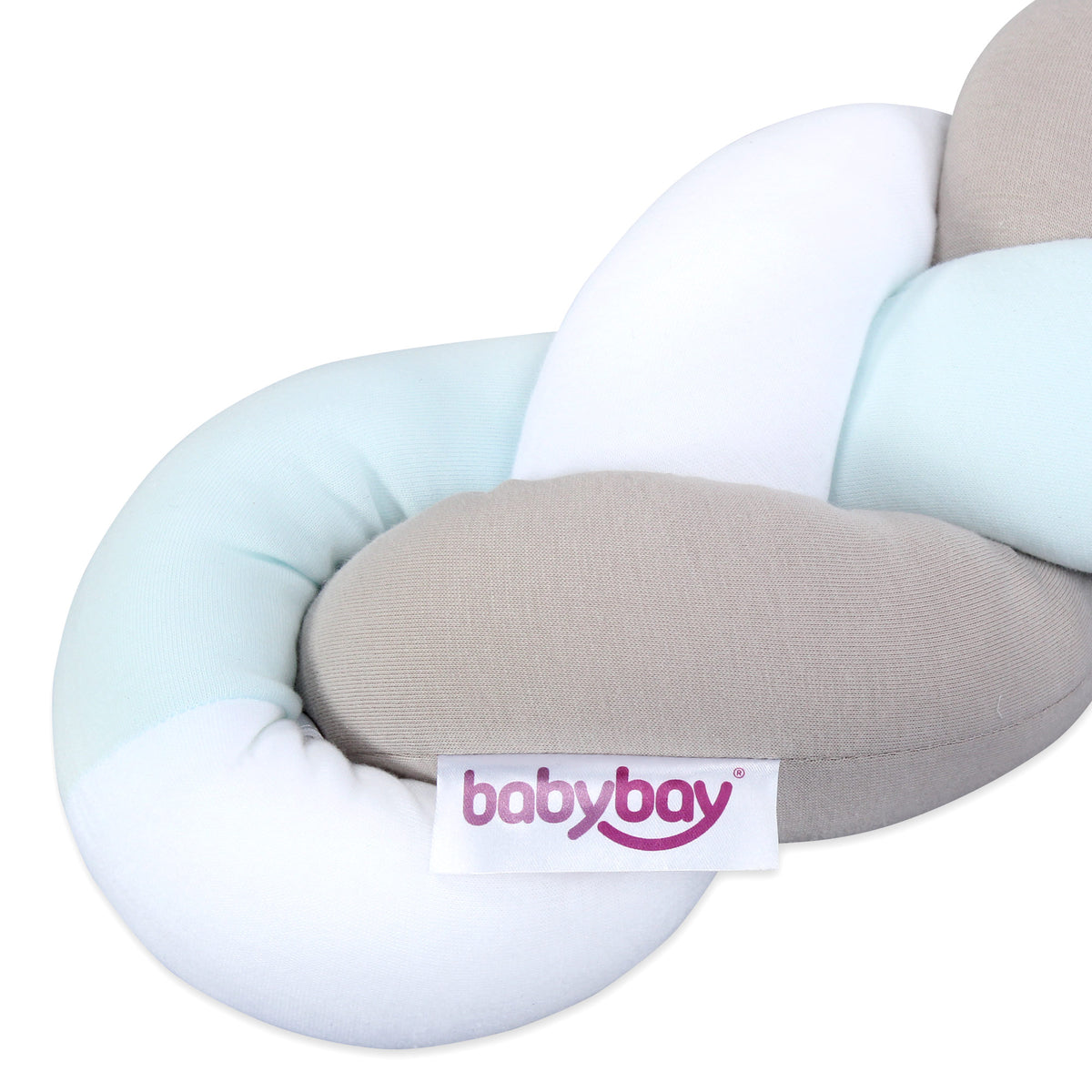 babybay Nestchenschlange geflochten weiss / beige / aqua