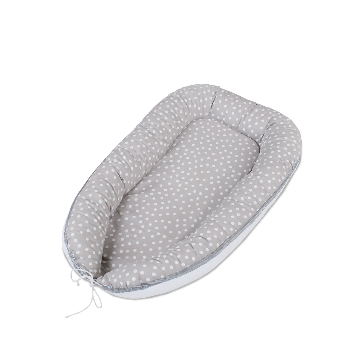 babybay Kuschelnest perlgrau Punkte weiss