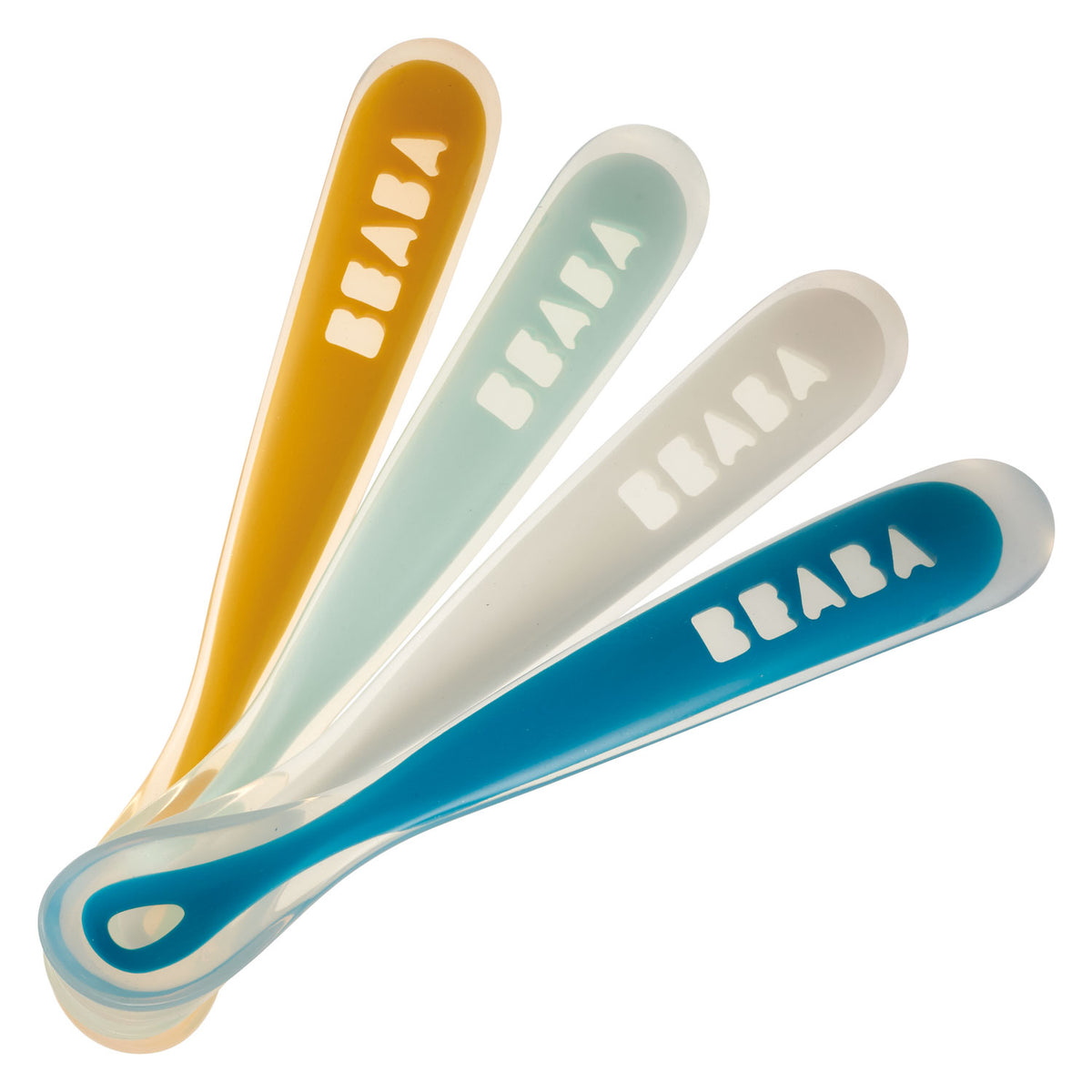 Beaba Löffel-Set 4er Pack gelb/hellblau/weiss/dunkelblau