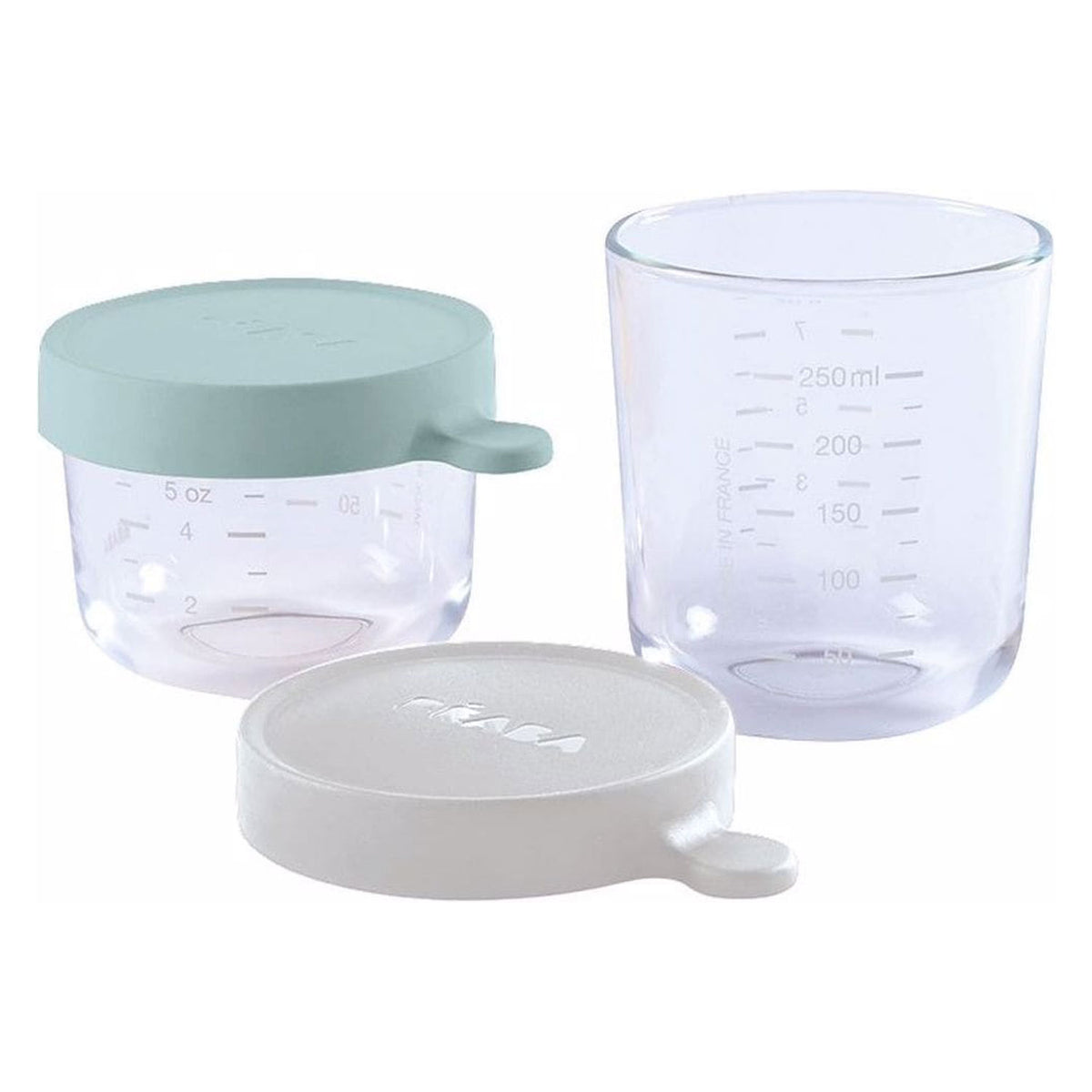 Beaba Kostgäschen-Set aus Glas 150ml &amp; 250ml grün/hellgrau