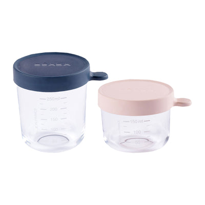 Beaba Kostgäschen-Set aus Glas 150ml & 250ml rosa/blau