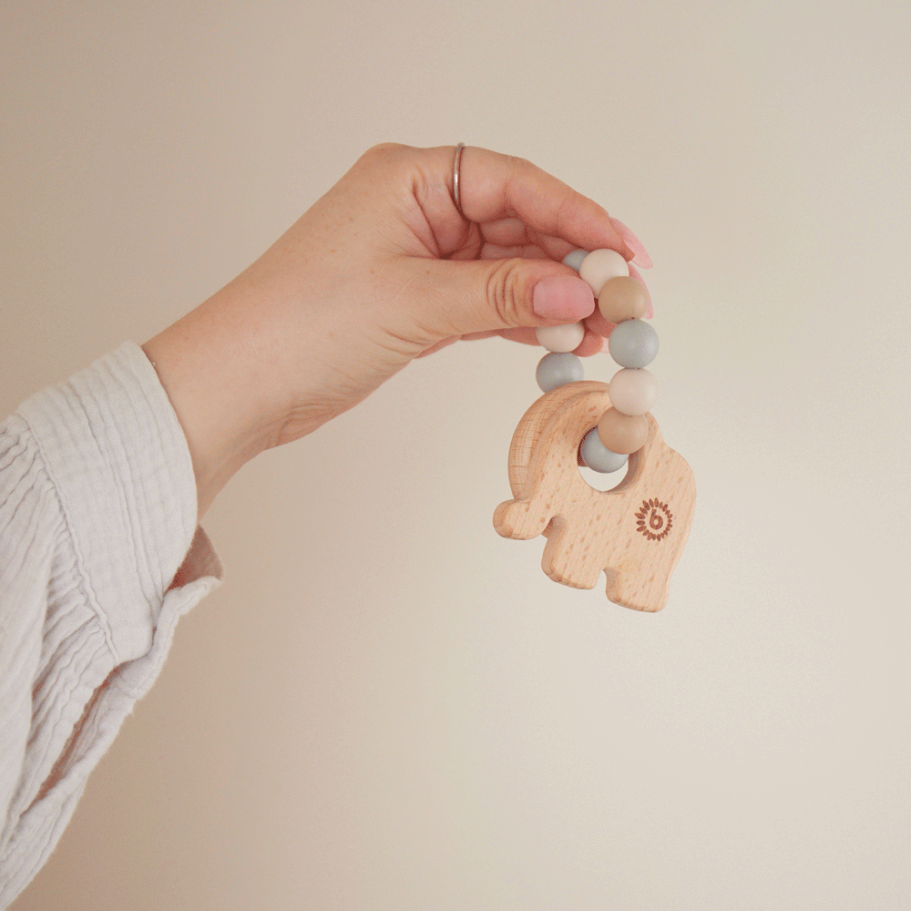 Bieco Holz-Beissring Elefant mit Silikonkette