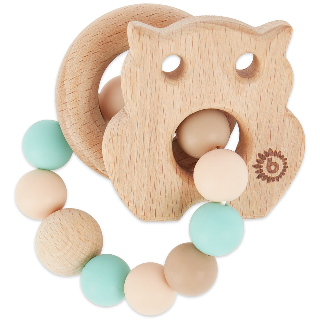 Bieco Holz-Beissring Eule mit Silikonkette