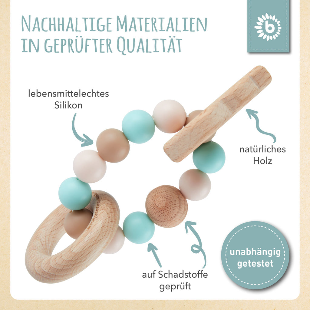 Bieco Holz-Beissring Eule mit Silikonkette