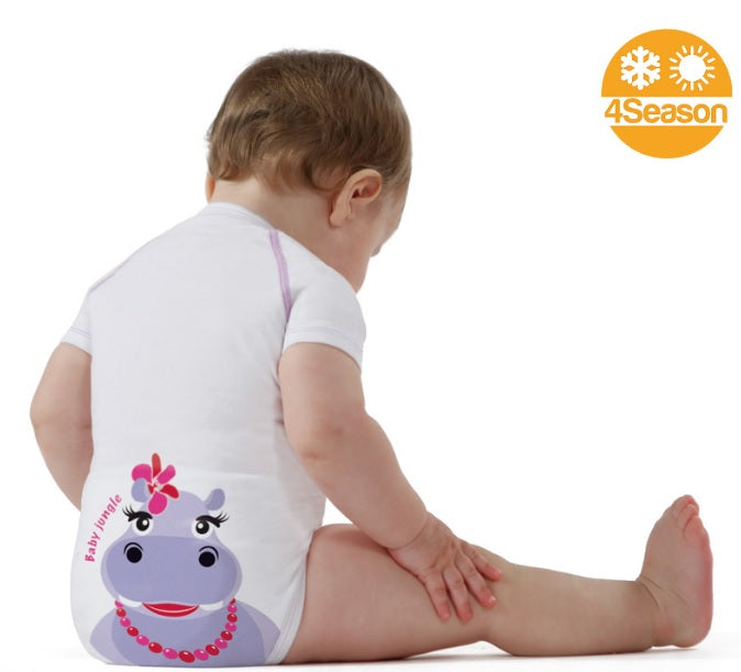JBimbi Body kurzarm mitwachsend 0-36M Nilpferd