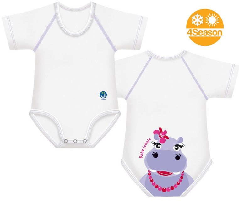 JBimbi Body kurzarm mitwachsend 0-36M Nilpferd