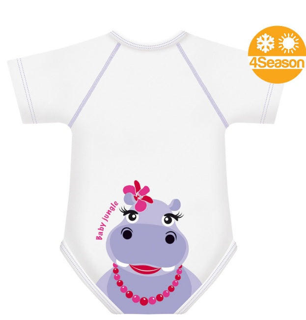 JBimbi Body kurzarm mitwachsend 0-36M Nilpferd