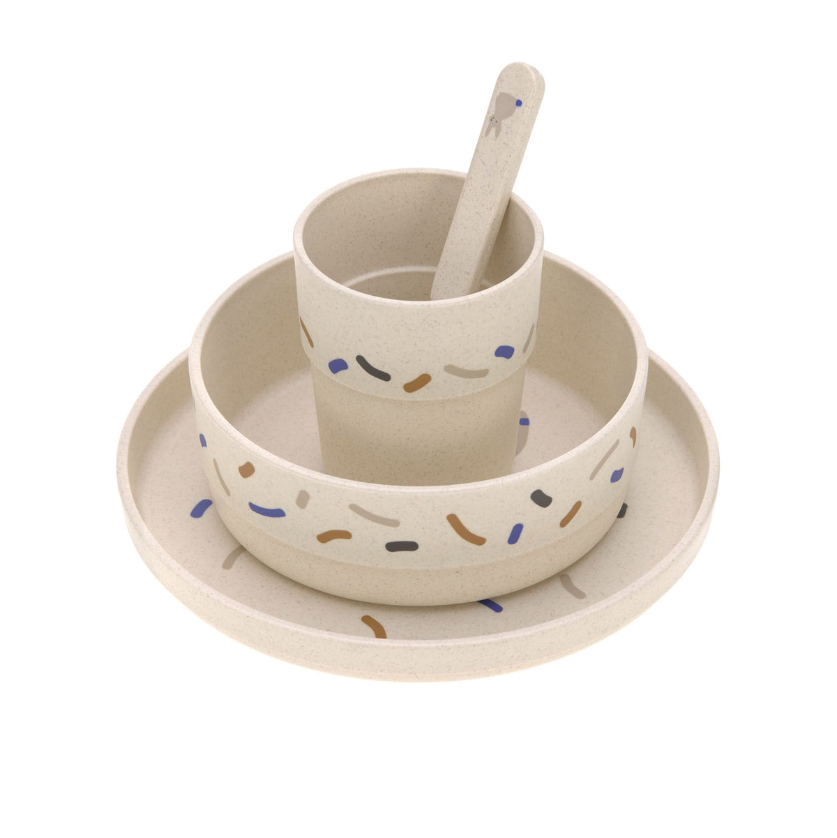 Lässig Kindergeschirr Set (Teller - Schüssel - Becher - Löffel), Little Mateys Royal Blau