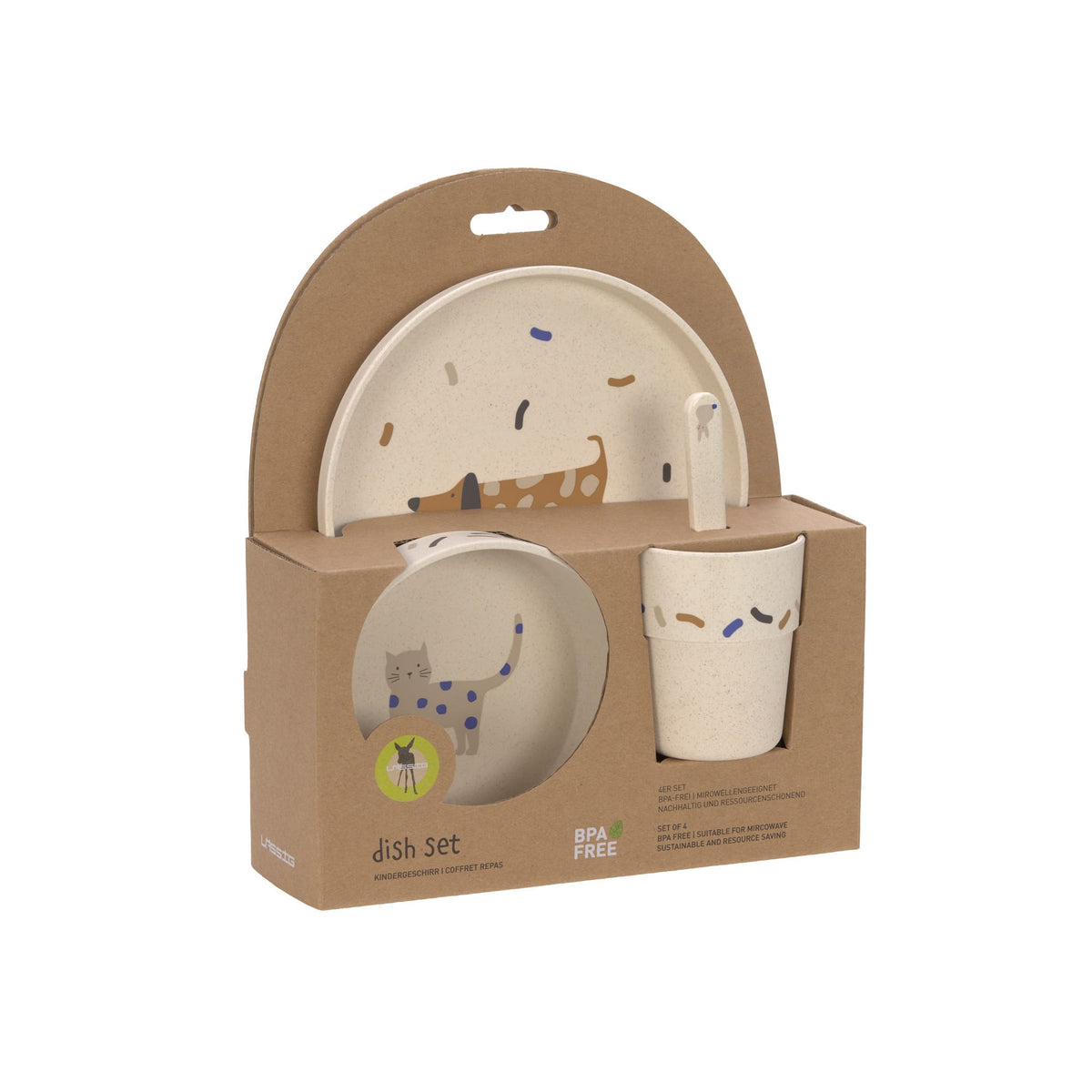 Lässig Kindergeschirr Set (Teller - Schüssel - Becher - Löffel), Little Mateys Royal Blau