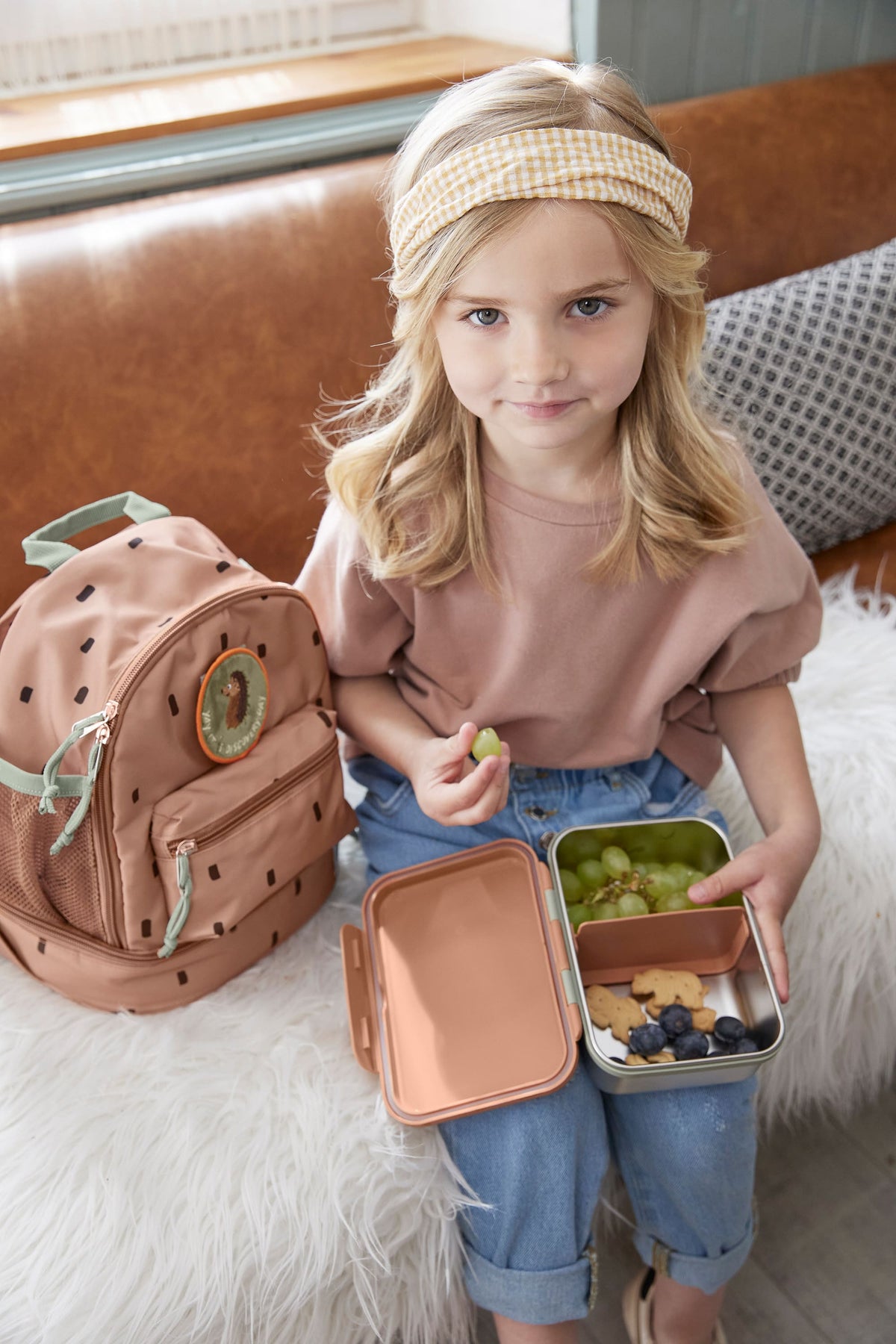 Lässig Brotdose Kinder - Edelstahl Lunchbox Happy Prints Karamell