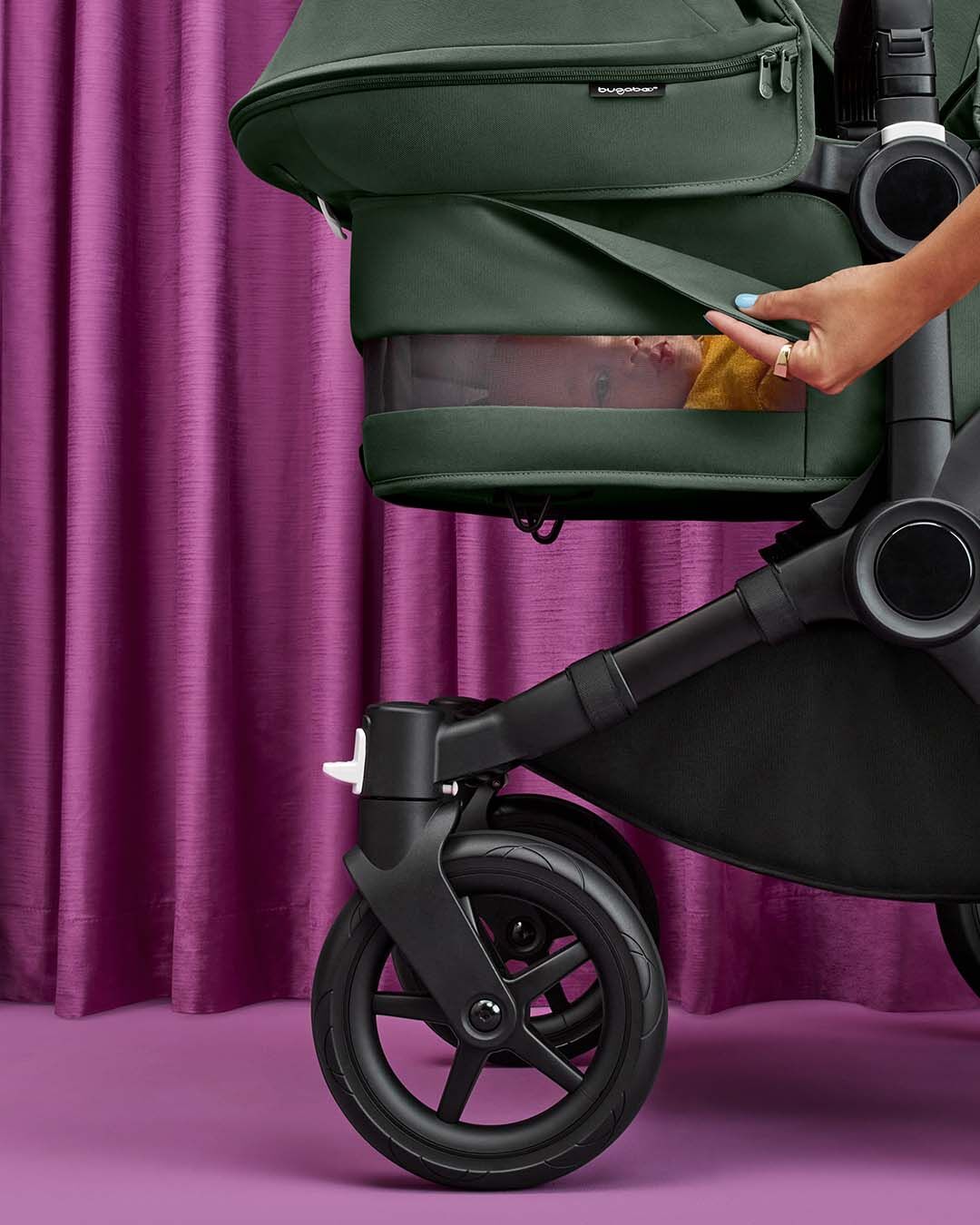 Bugaboo Donkey 5 Mono-Kinderwagen, komplett Schwarz/Waldgrün