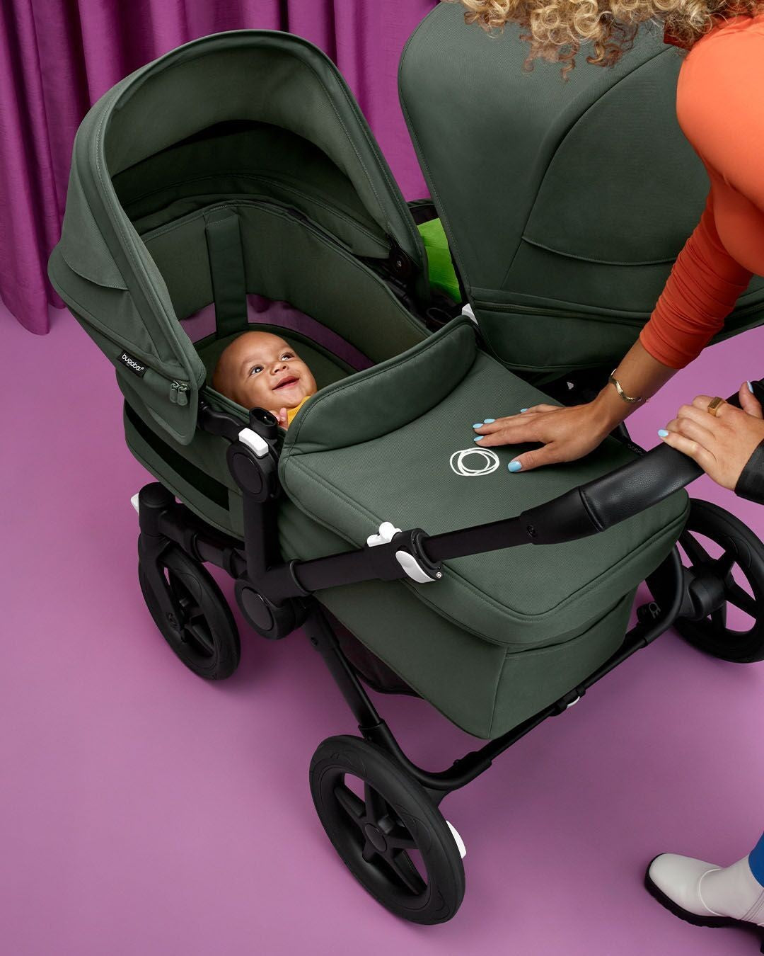 Bugaboo Donkey 5 Duo-Kinderwagen, komplett Schwarz/Waldgrün