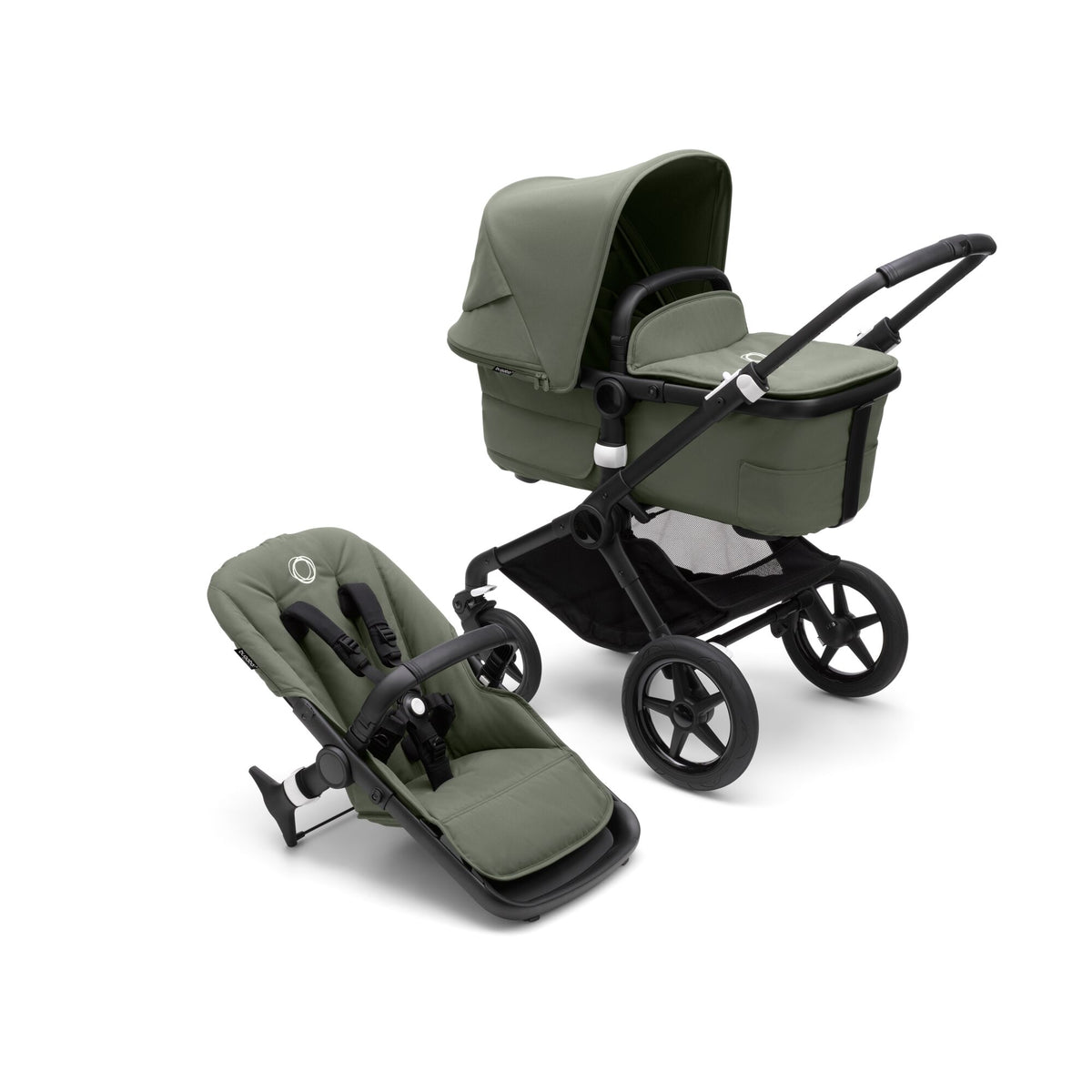 Bugaboo Fox3 Kombi-Kinderwagen schwarz/waldgrün