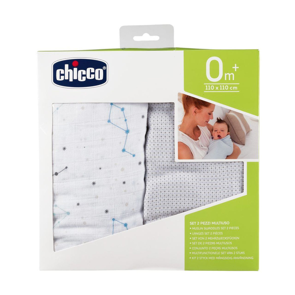 Chicco Mehrzweckstücher Musselin 2 Stk. - GREY SHEEP &amp; BEAR