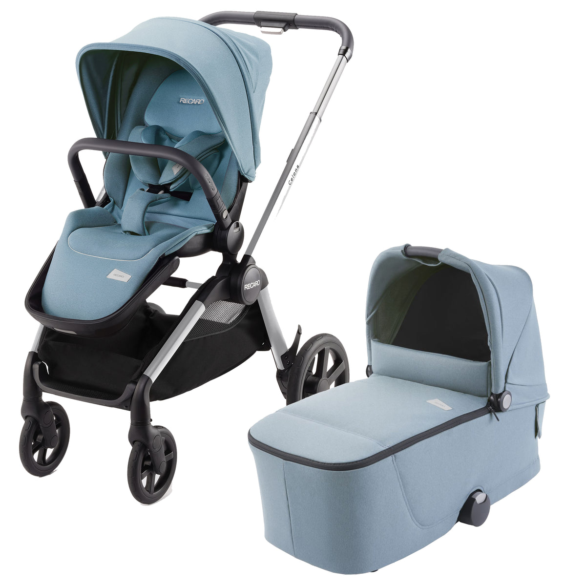 Recaro Celona Kombikinderwagen silver Prime inkl. Babywanne