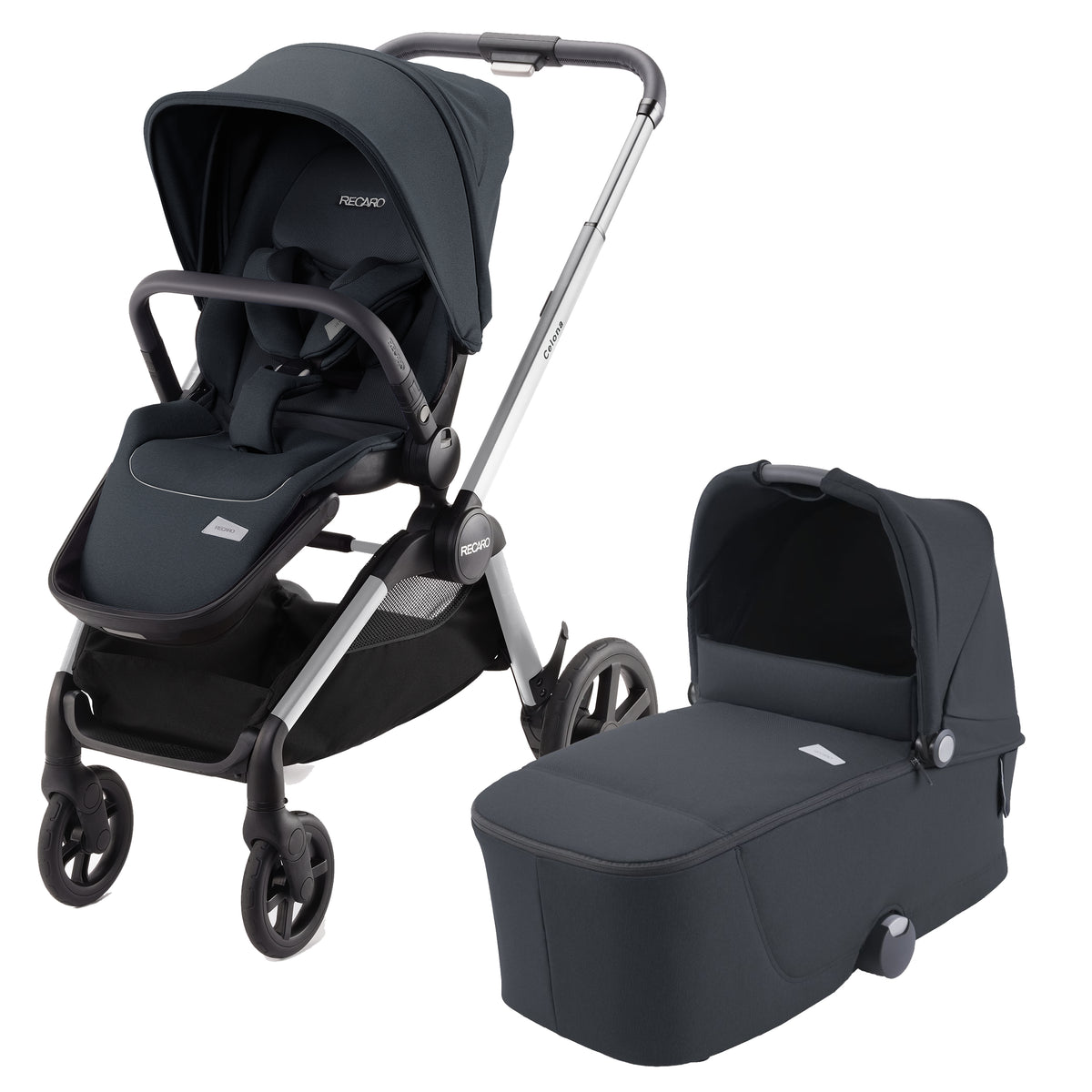 Recaro Celona Kombikinderwagen silver Prime inkl. Babywanne