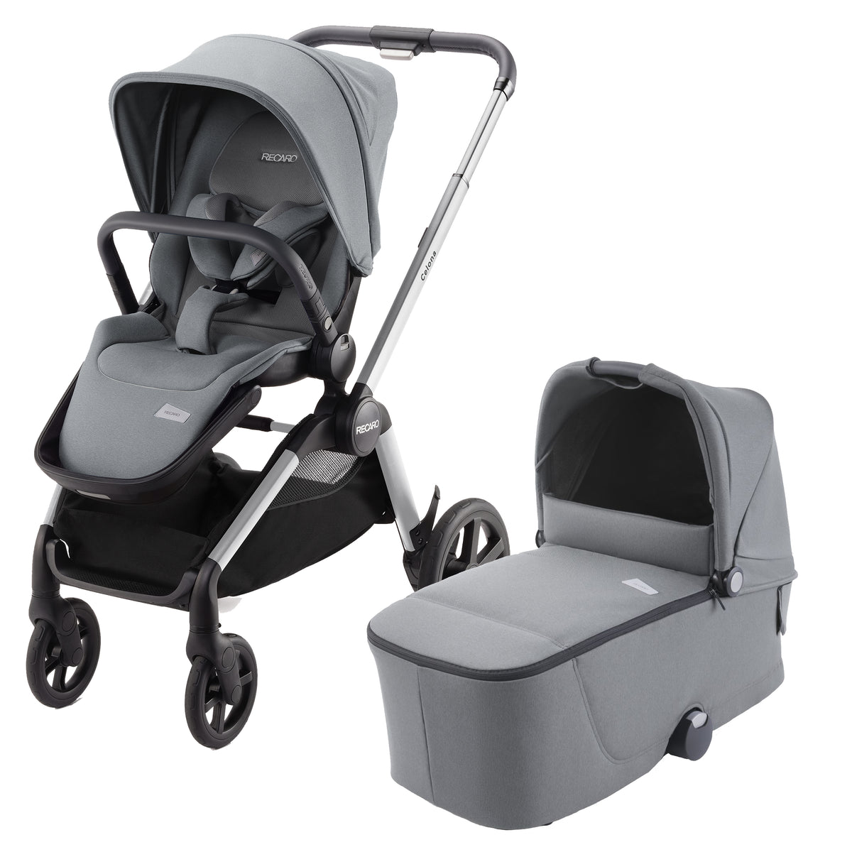 Recaro Celona Kombikinderwagen silver Prime inkl. Babywanne