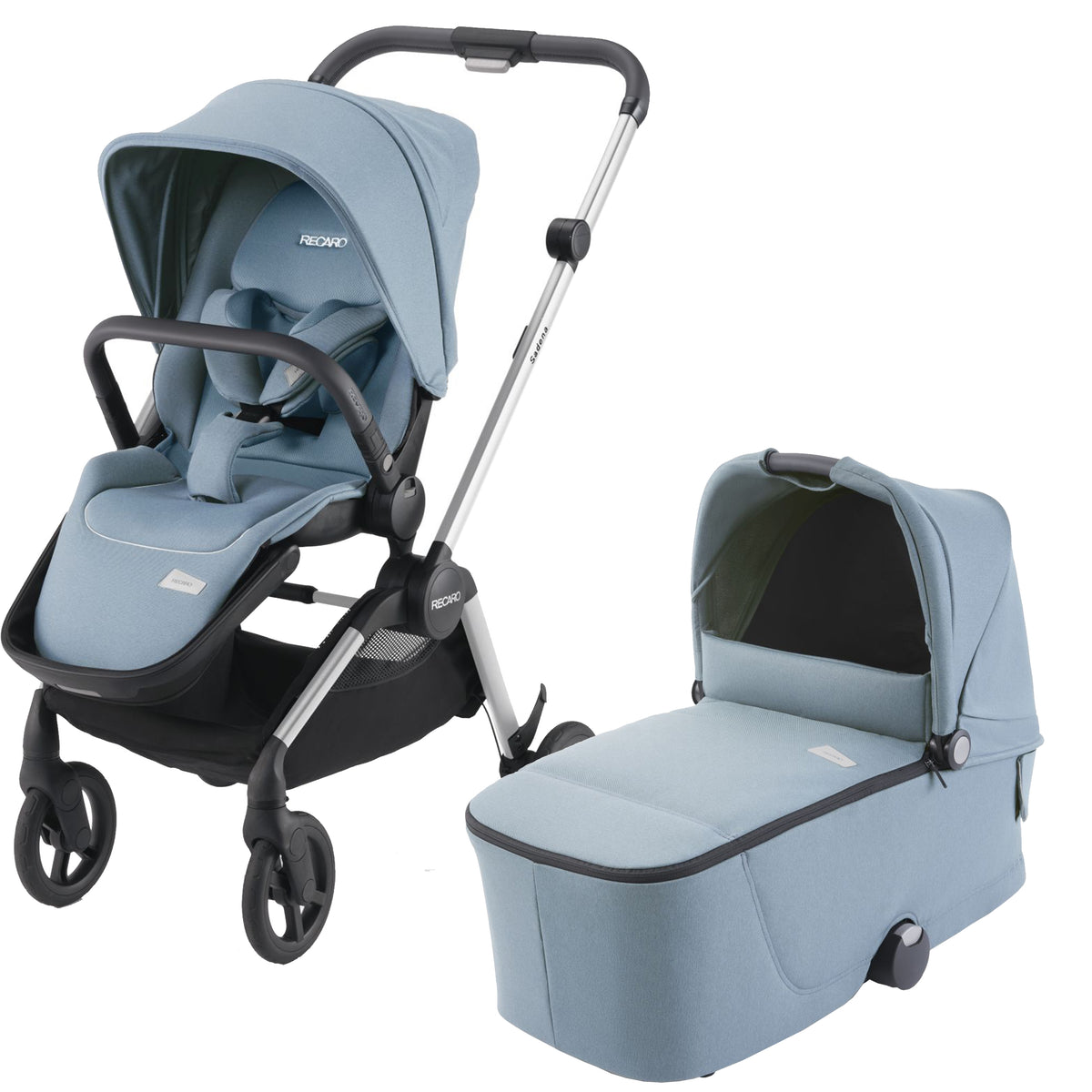 Recaro Sadena Kombikinderwagen silver Prime inkl. Babywanne